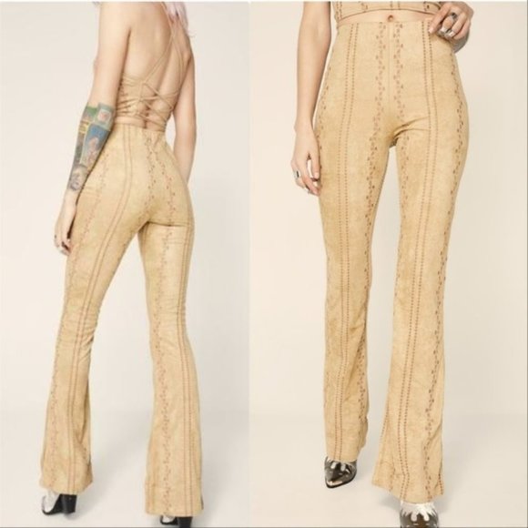 Embroided Suede PantS - Picture 1 of 2